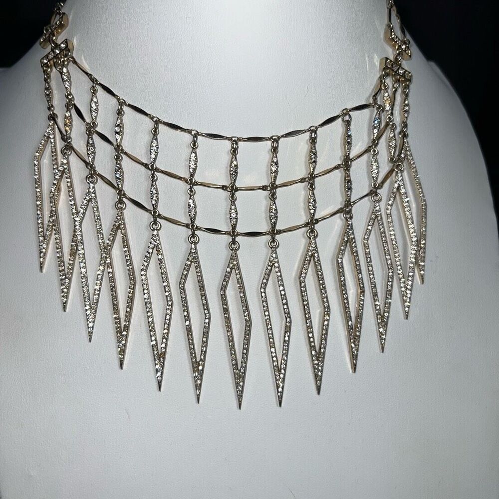 Sequin Jewelry Vintage Gold and Crystal Collar Statement Necklace (see pics and